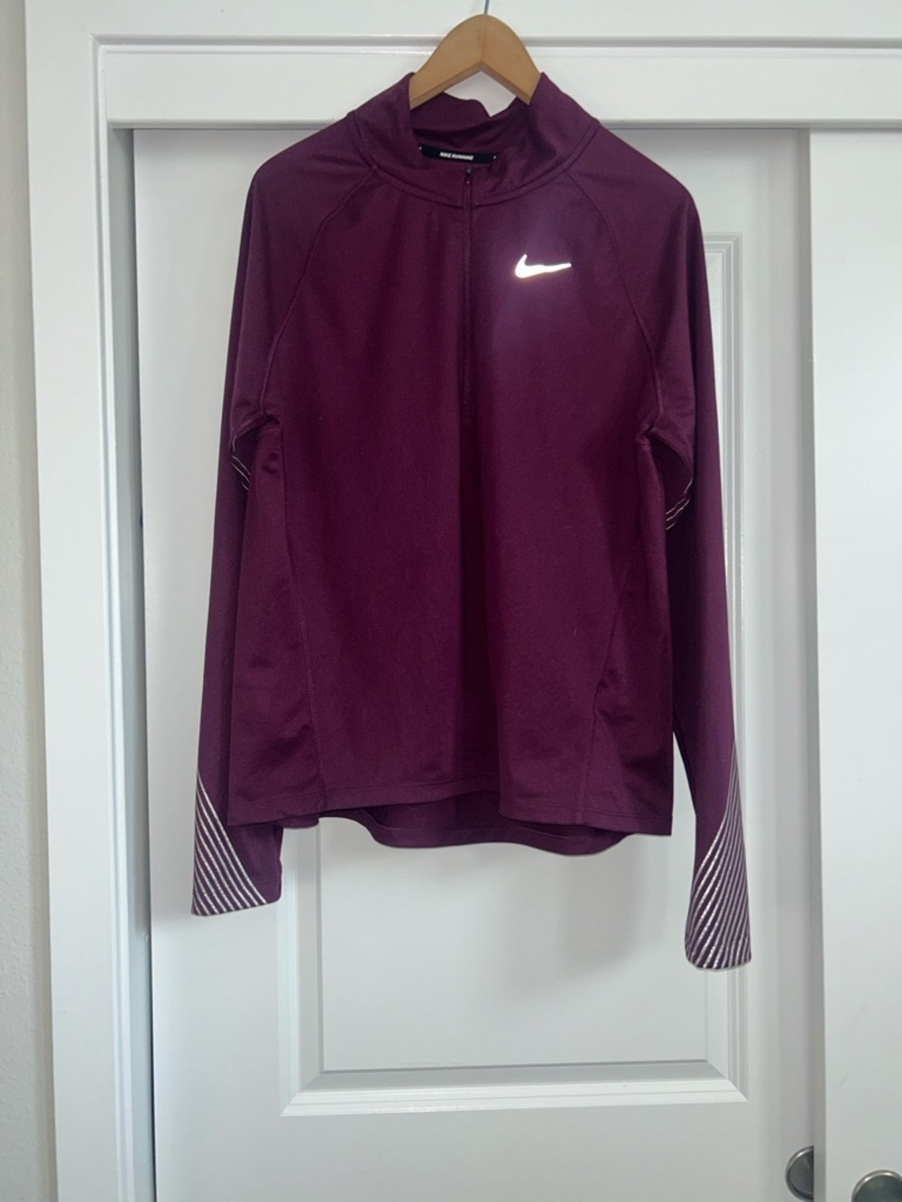 Nike Half-Zip Performance Top - Burgundy with White Swoosh